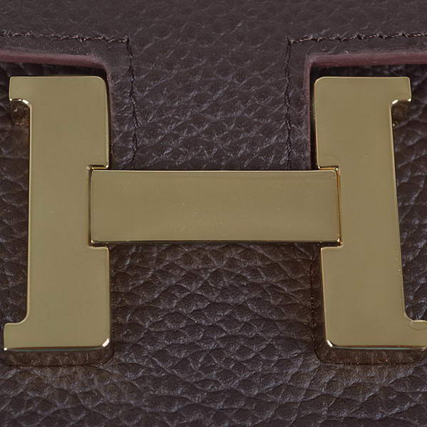 Cheap Fake Hermes Constance Long Wallets Brown Calfskin Leather Gold